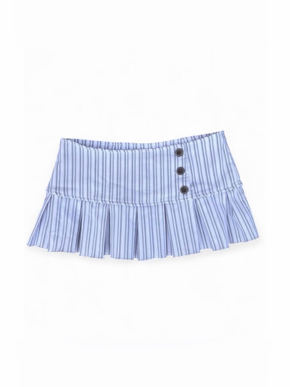 Valia Blue Striped Pleated Mini Skirt